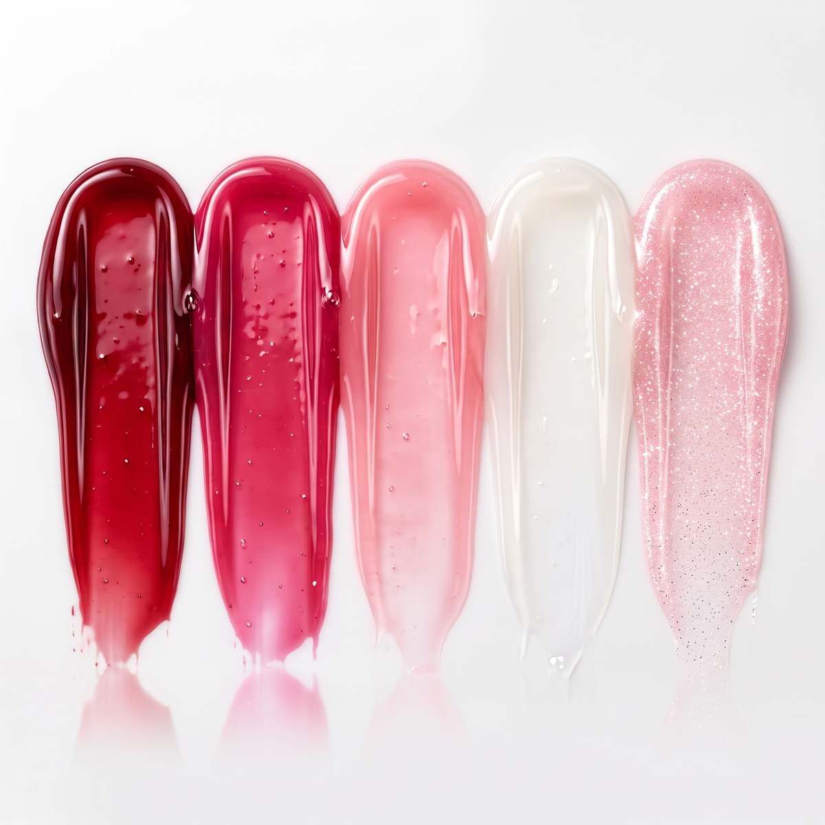 The five Jamalati gloss shades swatched